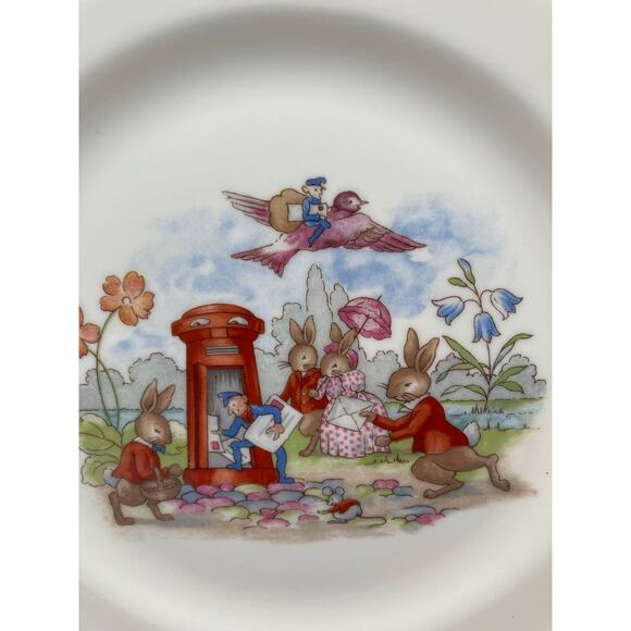 ROYAL DOULTONS England Bunnykins Plate 8" and Tea Cup 3.5"L x 3" Tall  1984 - Picture 2 of 14